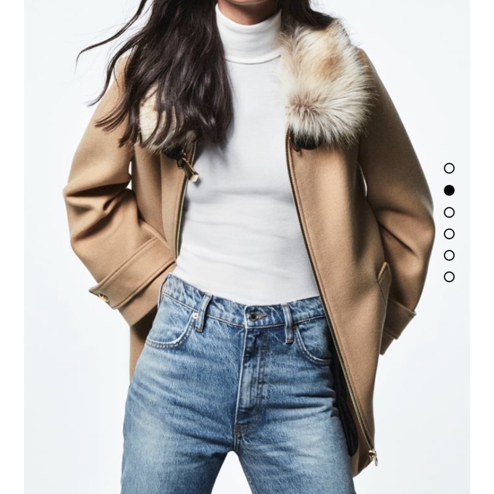 Zara wool coat with fur collar